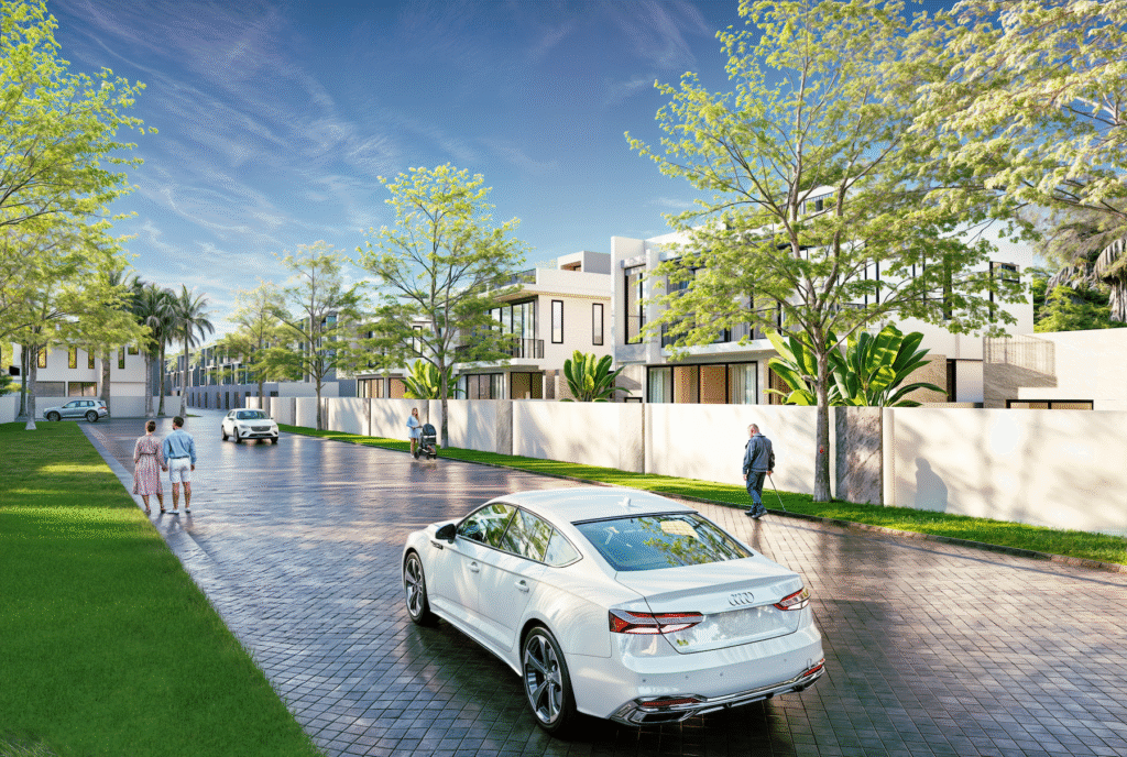 VIP Galaxy Villa Project Entrance, wide road, wide street.